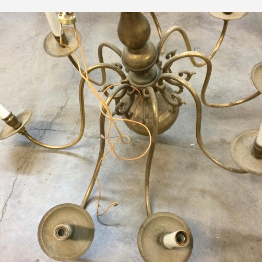 Flemish Dutch Chandelier 8 Arm Lights Brass Barn Farm Country House Style